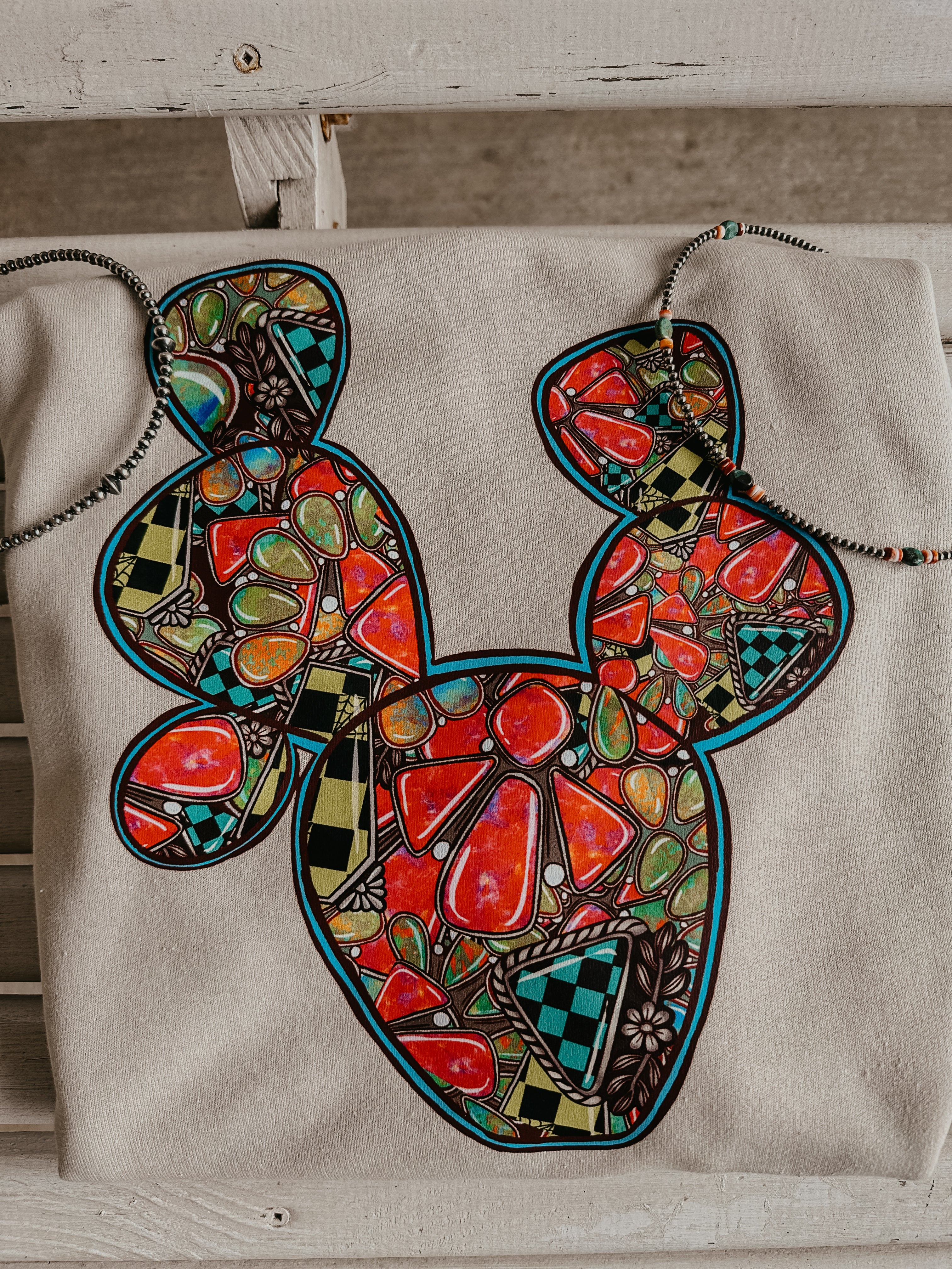 Turquoise Cactus Crewneck